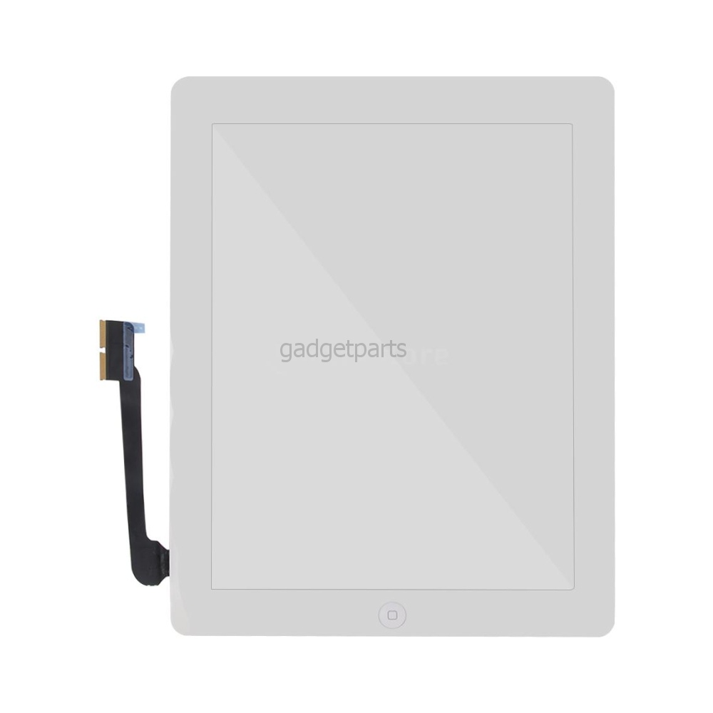 Сенсорное стекло, тачскрин (в сборе с шлейфом кнопки Home и скотчем) iPad 4 Белый (White)