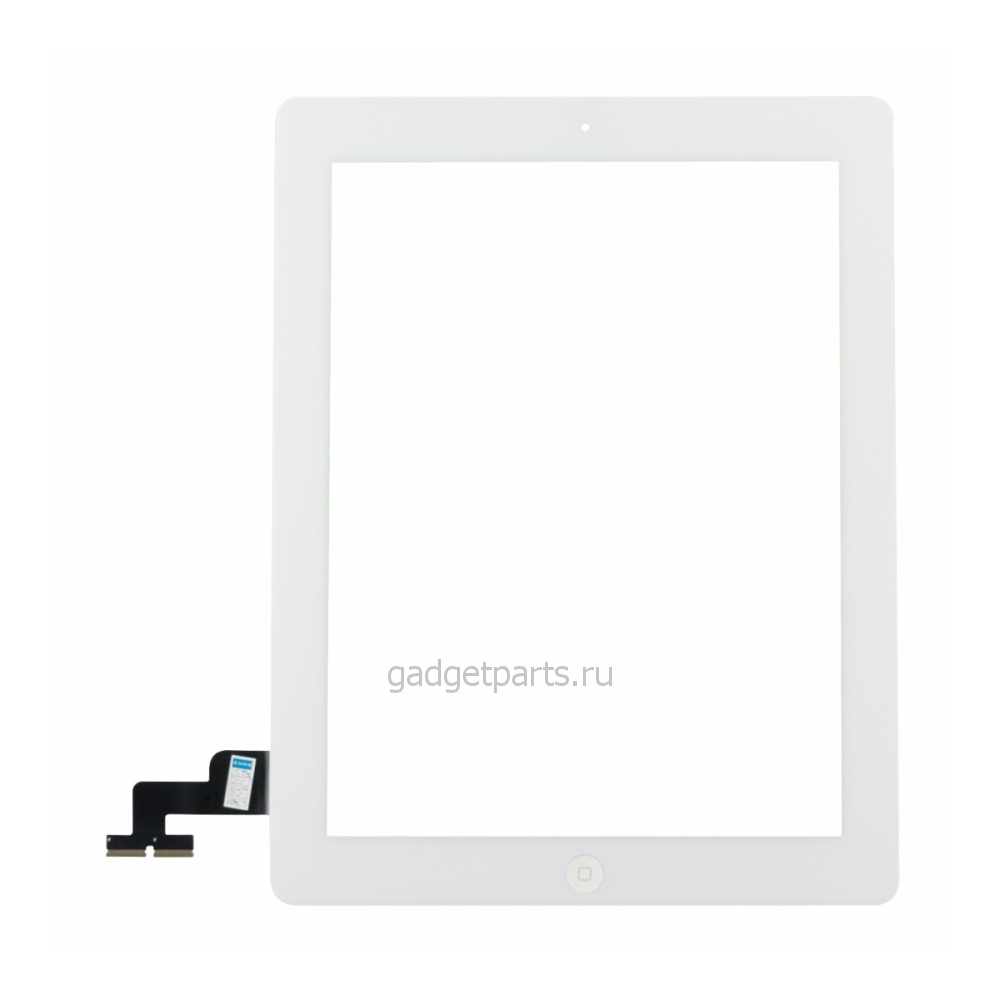 Сенсорное стекло, тачскрин (в сборе с механизмом кнопки и скотчем) iPad 2 Белый (White) Оригинал