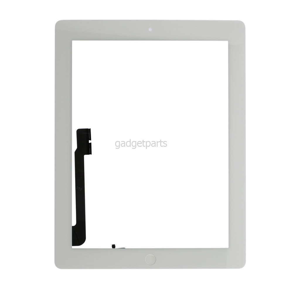 Сенсорное стекло, тачскрин (в сборе с механизмом кнопки и скотчем) iPad 3 Белый (White) Оригинал
