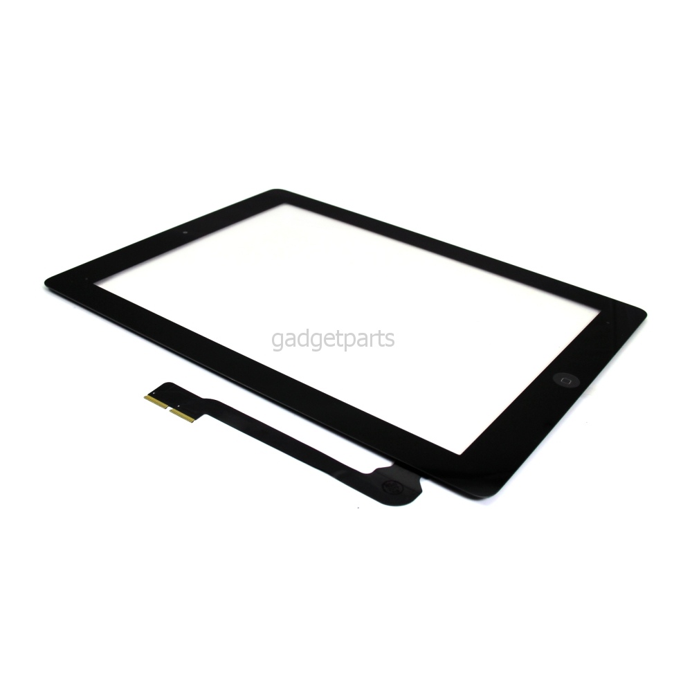 Сенсорное стекло, тачскрин (в сборе с шлейфом кнопки Home и скотчем) iPad 4 Черный (Black) Оригинал