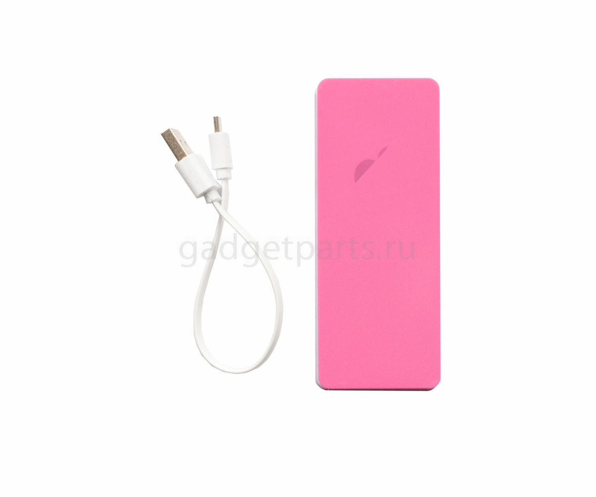 Внешний аккумулятор Power Bank с логотипом Apple 6000 mAh Розовый (Pink)