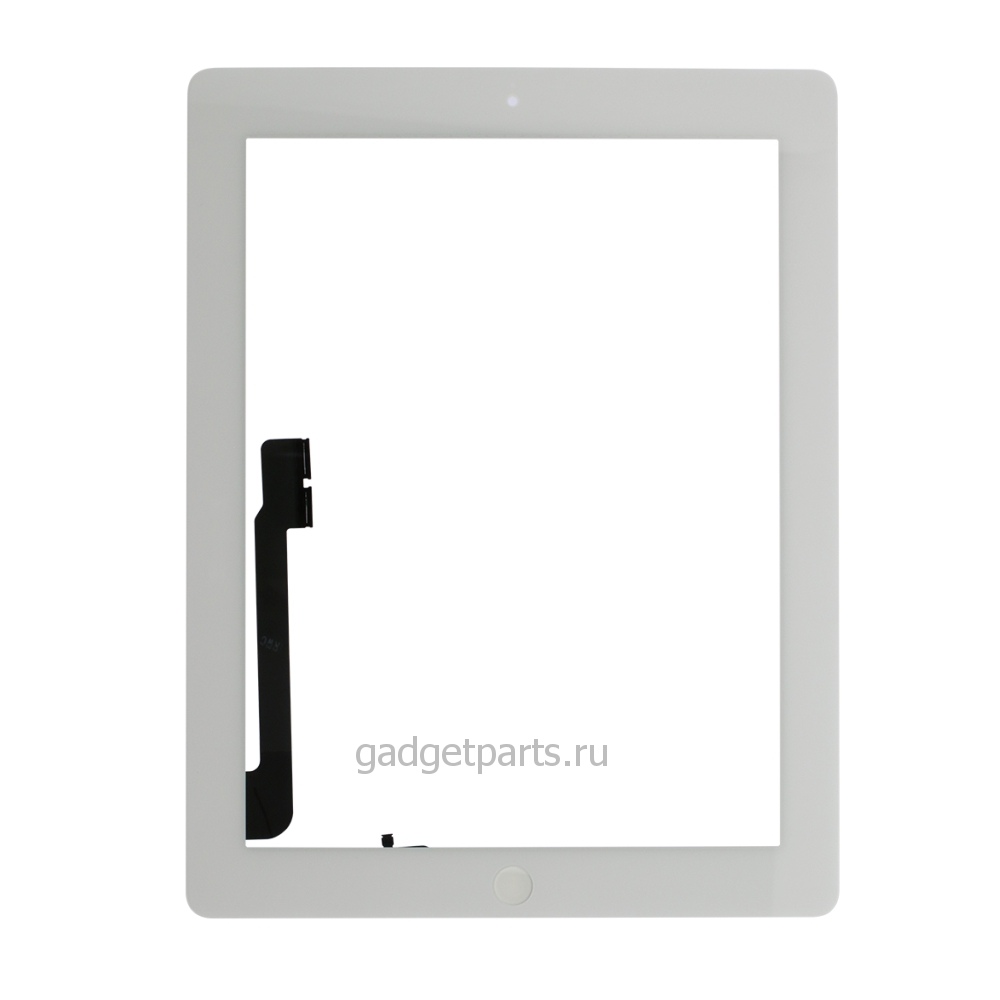 Сенсорное стекло, тачскрин (в сборе с механизмом кнопки и скотчем) iPad 3 Белый (White)
