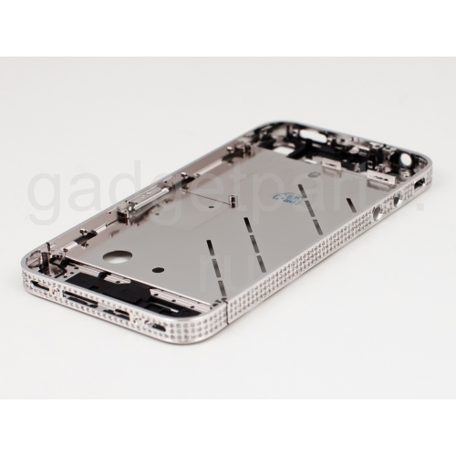 Рамка iPhone 4S Cеребрянная со стразами Swarovski