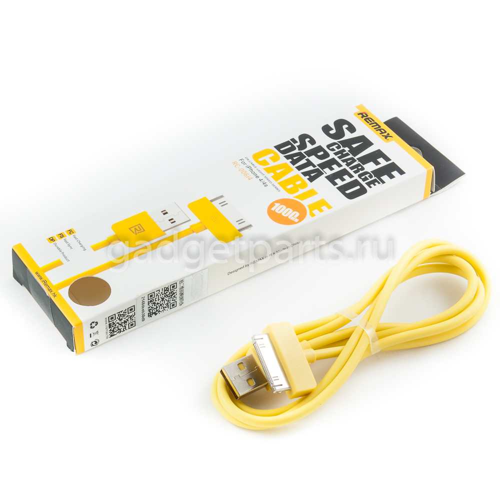 USB кабель, сетевой шнур iPhone 3G, 3GS, 4, 4S, iPad 2, 3 Remax RC006 Желтый (Yellow)